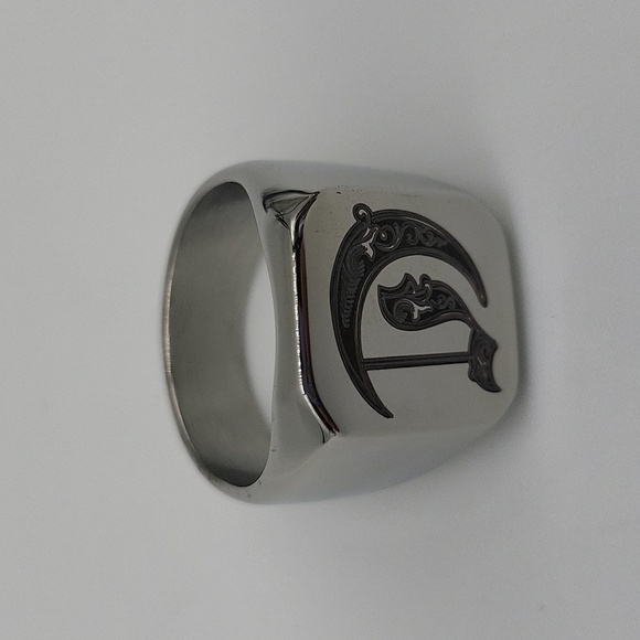 1611- Stainless Steel Handmade Men's Ring Letter D Engraved Size 9.5 NWT - Picture 3 of 8